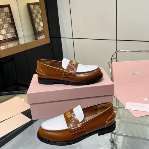 Replica MIU MIU Leather Shoes For Women #1381075 $102.00 USD for Wholesale