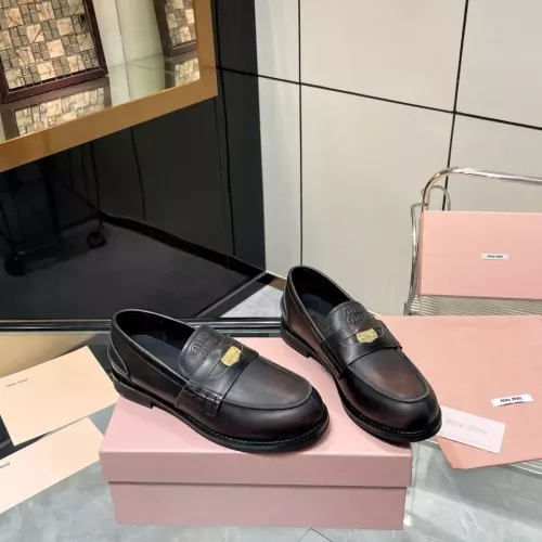 Replica MIU MIU Leather Shoes For Women #1381078 $102.00 USD for Wholesale