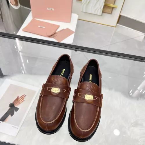 Replica MIU MIU Leather Shoes For Women #1381081 $102.00 USD for Wholesale
