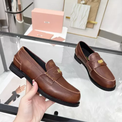 Replica MIU MIU Leather Shoes For Women #1381081 $102.00 USD for Wholesale