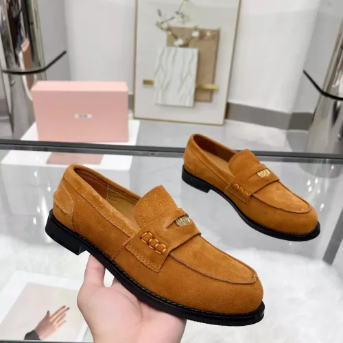 Replica MIU MIU Leather Shoes For Women #1381082 $102.00 USD for Wholesale