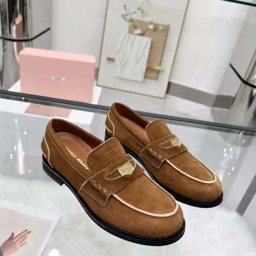 Replica MIU MIU Leather Shoes For Women #1381083 $102.00 USD for Wholesale