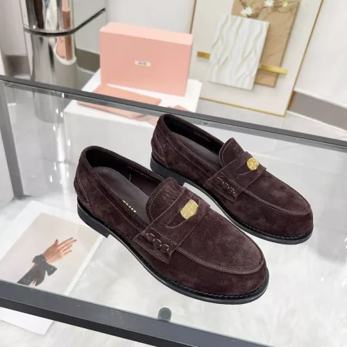 Replica MIU MIU Leather Shoes For Women #1381084 $102.00 USD for Wholesale