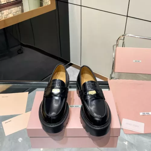 Replica MIU MIU Leather Shoes For Women #1381115 $105.00 USD for Wholesale