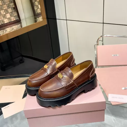 Wholesale MIU MIU Leather Shoes For Women #1381116 $105.00 USD, Wholesale Quality Replica MIU MIU Leather Shoes