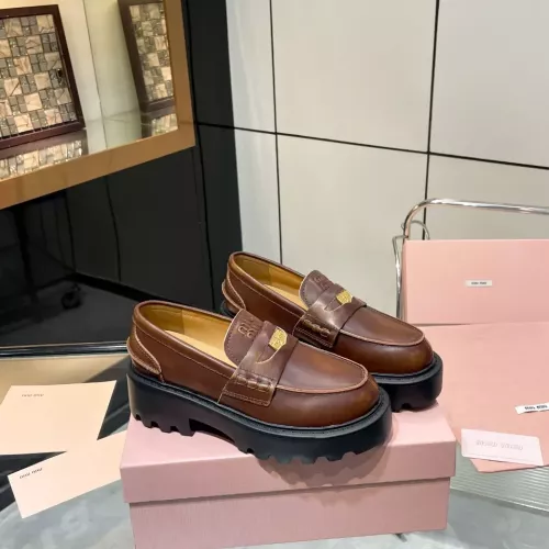 Replica MIU MIU Leather Shoes For Women #1381116 $105.00 USD for Wholesale