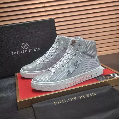 Wholesale Philipp Plein PP High Tops Shoes For Men #1381446 $88.00 USD, Wholesale Quality Replica Philipp Plein PP High Tops Shoes