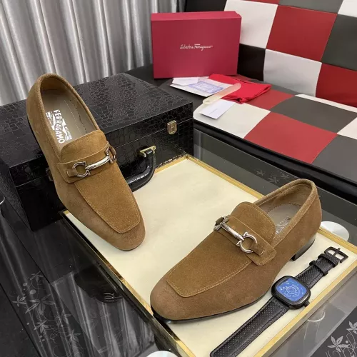 Replica Salvatore Ferragamo Leather Shoes For Men #1381481 $108.00 USD for Wholesale