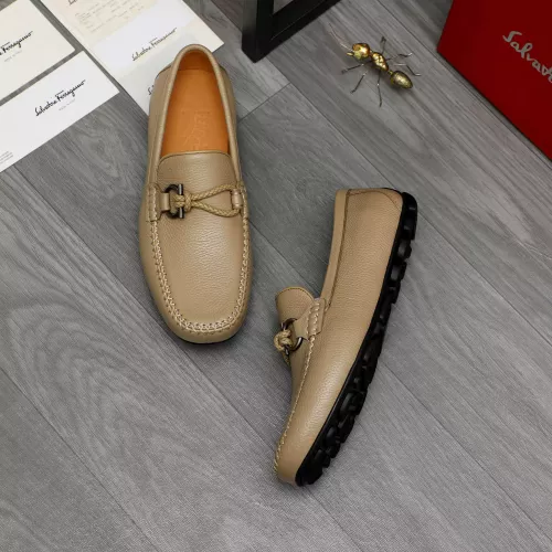 Replica Salvatore Ferragamo Leather Shoes For Men #1381833 $92.00 USD for Wholesale
