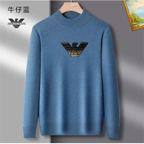Wholesale Armani Sweaters Long Sleeved For Men #1384637 $42.00 USD, Wholesale Quality Replica Armani Sweaters