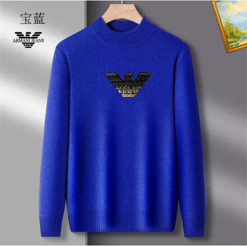 Wholesale Armani Sweaters Long Sleeved For Men #1384638 $42.00 USD, Wholesale Quality Replica Armani Sweaters