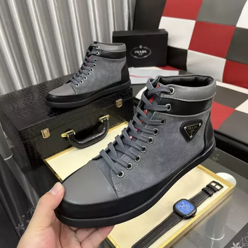 Wholesale Prada High Top Shoes For Men #1387865 $88.00 USD, Wholesale Quality Replica Prada High Top Shoes