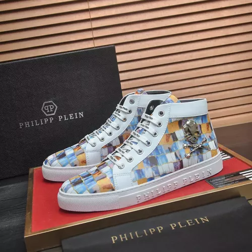 Wholesale Philipp Plein PP High Tops Shoes For Men #1387909 $92.00 USD, Wholesale Quality Replica Philipp Plein PP High Tops Shoes