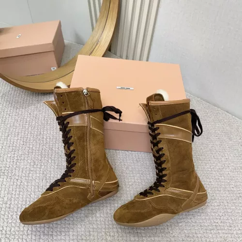 Replica MIU MIU Boots For Women #1388323 $140.00 USD for Wholesale