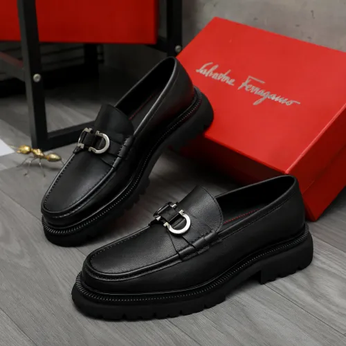 Replica Salvatore Ferragamo Leather Shoes For Men #1392105 $112.00 USD for Wholesale