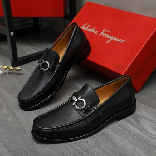 Replica Salvatore Ferragamo Leather Shoes For Men #1399142 $85.00 USD for Wholesale