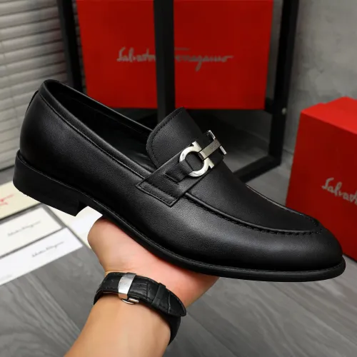 Replica Salvatore Ferragamo Leather Shoes For Men #1399145 $82.00 USD for Wholesale
