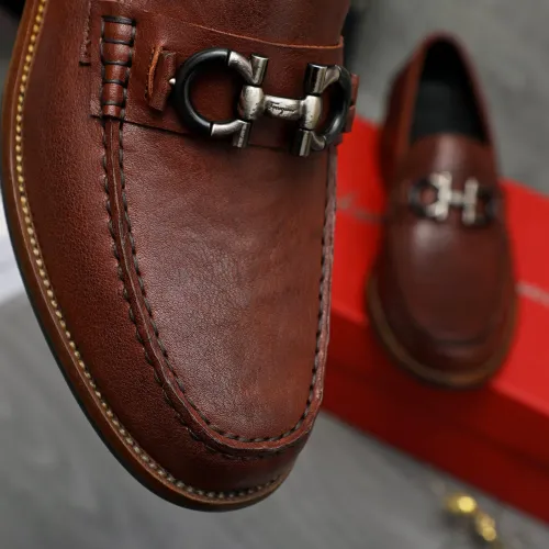Replica Salvatore Ferragamo Leather Shoes For Men #1399156 $125.00 USD for Wholesale
