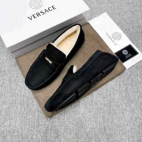 Wholesale Versace Leather Shoes For Men #1408512 $80.00 USD, Wholesale Quality Replica Versace Leather Shoes
