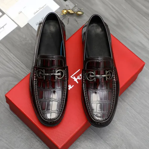 Replica Salvatore Ferragamo Leather Shoes For Men #1408685 $85.00 USD for Wholesale