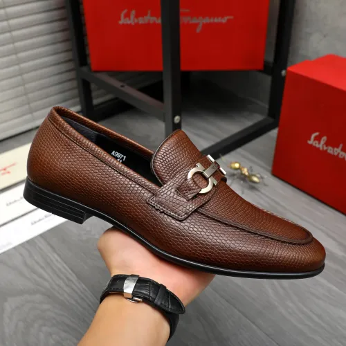 Replica Salvatore Ferragamo Leather Shoes For Men #1408687 $85.00 USD for Wholesale