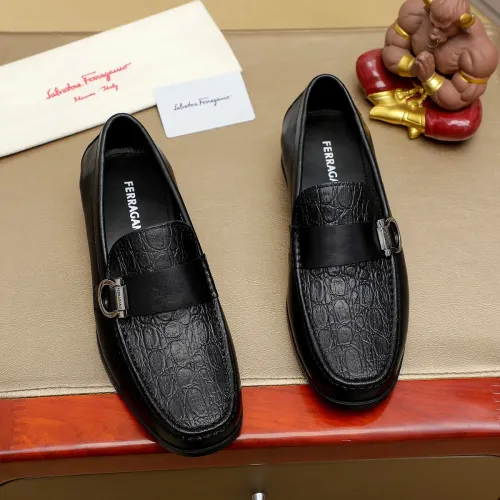 Replica Salvatore Ferragamo Leather Shoes For Men #1408690 $88.00 USD for Wholesale