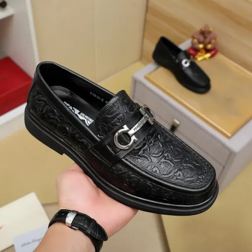 Replica Salvatore Ferragamo Leather Shoes For Men #1408691 $88.00 USD for Wholesale