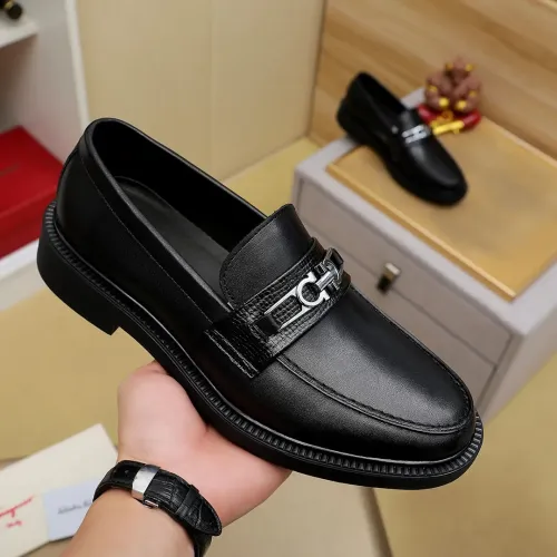 Replica Salvatore Ferragamo Leather Shoes For Men #1408695 $88.00 USD for Wholesale