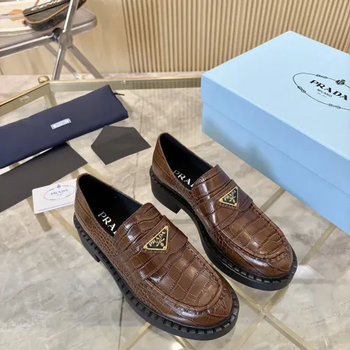 Replica Prada Leather Shoes For Women #1408701 $100.00 USD for Wholesale