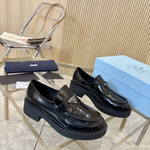Replica Prada Leather Shoes For Women #1408703 $100.00 USD for Wholesale