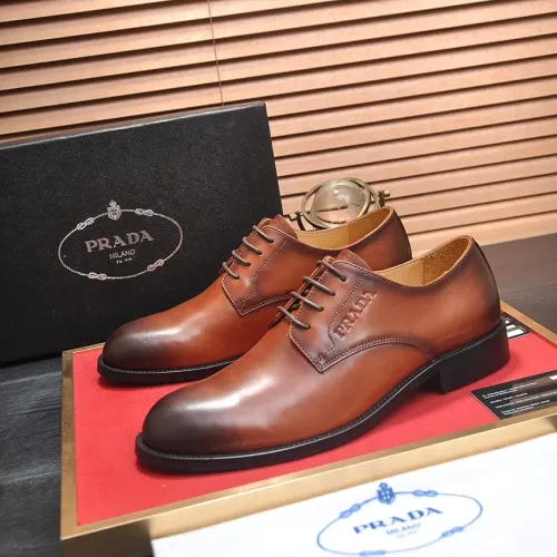 Wholesale Prada Leather Shoes For Men #1408716 $98.00 USD, Wholesale Quality Replica Prada Leather Shoes