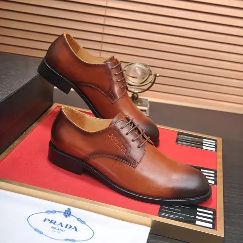 Replica Prada Leather Shoes For Men #1408716 $98.00 USD for Wholesale