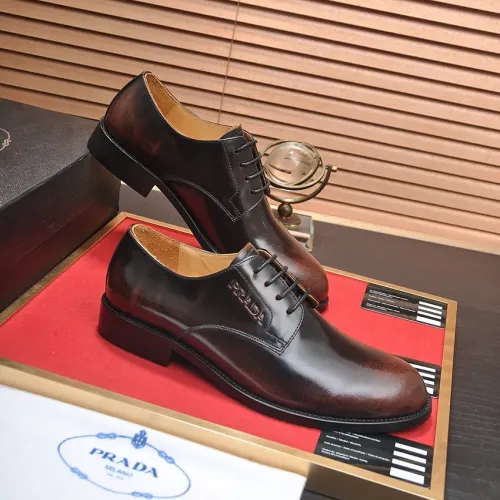 Replica Prada Leather Shoes For Men #1408717 $98.00 USD for Wholesale