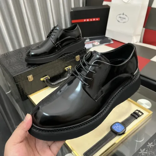 Wholesale Prada Leather Shoes For Men #1408755 $115.00 USD, Wholesale Quality Replica Prada Leather Shoes