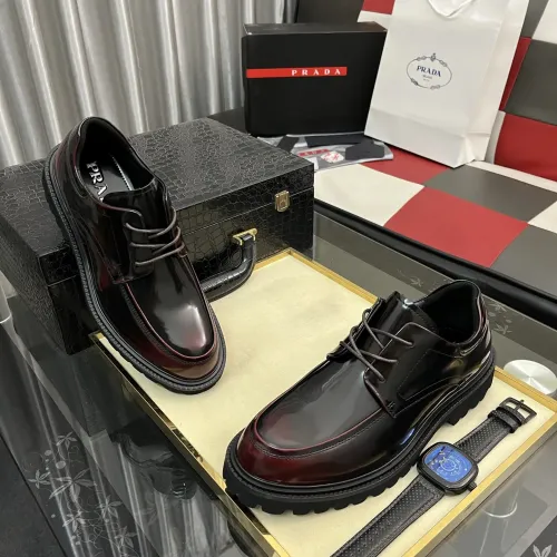Replica Prada Leather Shoes For Men #1408760 $115.00 USD for Wholesale