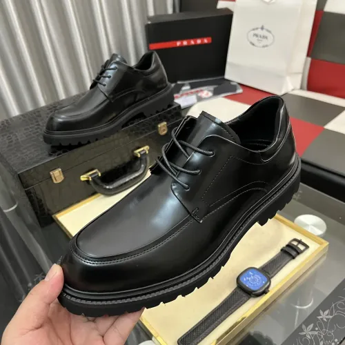 Wholesale Prada Leather Shoes For Men #1408761 $115.00 USD, Wholesale Quality Replica Prada Leather Shoes