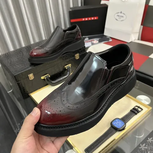 Wholesale Prada Leather Shoes For Men #1408766 $115.00 USD, Wholesale Quality Replica Prada Leather Shoes