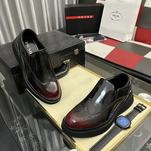 Replica Prada Leather Shoes For Men #1408766 $115.00 USD for Wholesale