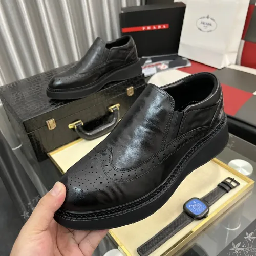 Wholesale Prada Leather Shoes For Men #1408768 $115.00 USD, Wholesale Quality Replica Prada Leather Shoes