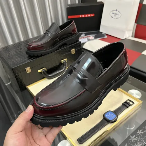 Wholesale Prada Leather Shoes For Men #1408769 $115.00 USD, Wholesale Quality Replica Prada Leather Shoes