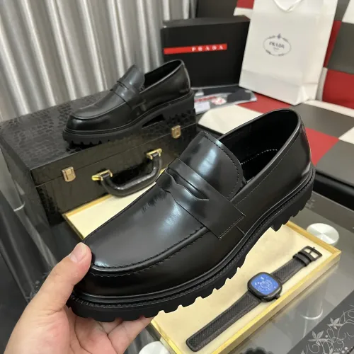 Wholesale Prada Leather Shoes For Men #1408770 $115.00 USD, Wholesale Quality Replica Prada Leather Shoes