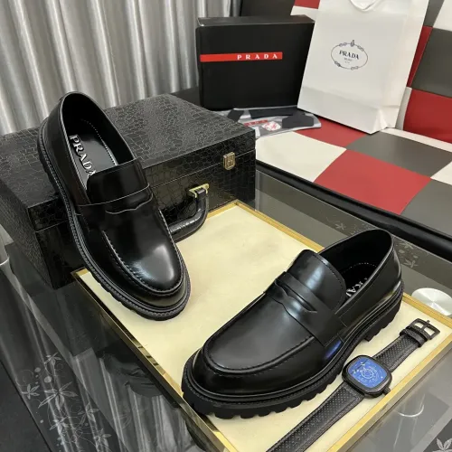 Replica Prada Leather Shoes For Men #1408770 $115.00 USD for Wholesale