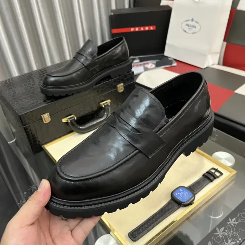 Wholesale Prada Leather Shoes For Men #1408771 $115.00 USD, Wholesale Quality Replica Prada Leather Shoes