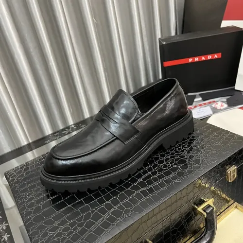 Replica Prada Leather Shoes For Men #1408771 $115.00 USD for Wholesale