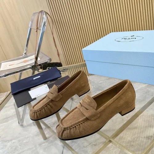 Wholesale Prada Leather Shoes For Women #1409384 $102.00 USD, Wholesale Quality Replica Prada Leather Shoes