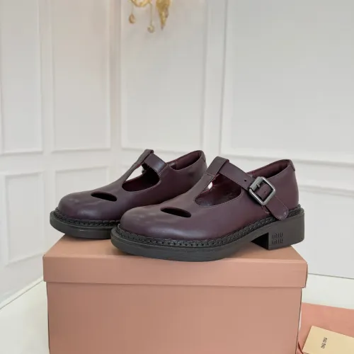 Replica MIU MIU Leather Shoes For Women #1409418 $102.00 USD for Wholesale