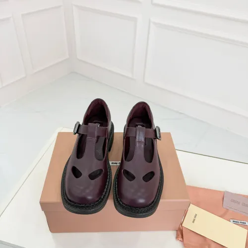 Replica MIU MIU Leather Shoes For Women #1409418 $102.00 USD for Wholesale