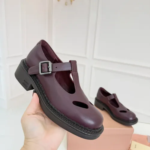 Replica MIU MIU Leather Shoes For Women #1409418 $102.00 USD for Wholesale