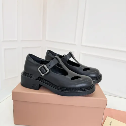Replica MIU MIU Leather Shoes For Women #1409419 $102.00 USD for Wholesale