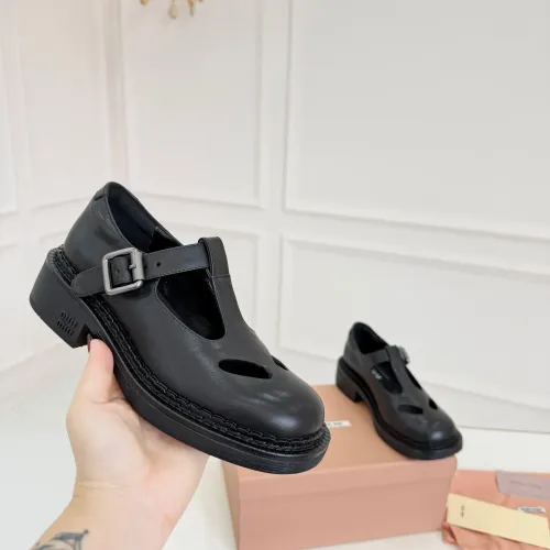 Replica MIU MIU Leather Shoes For Women #1409419 $102.00 USD for Wholesale